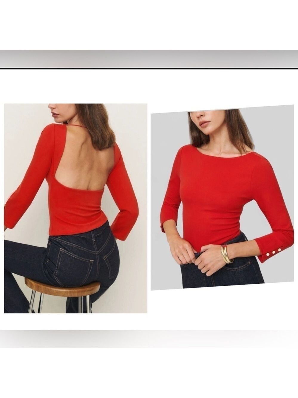 Reformation -Red open back Knit Top Size S-NWT-